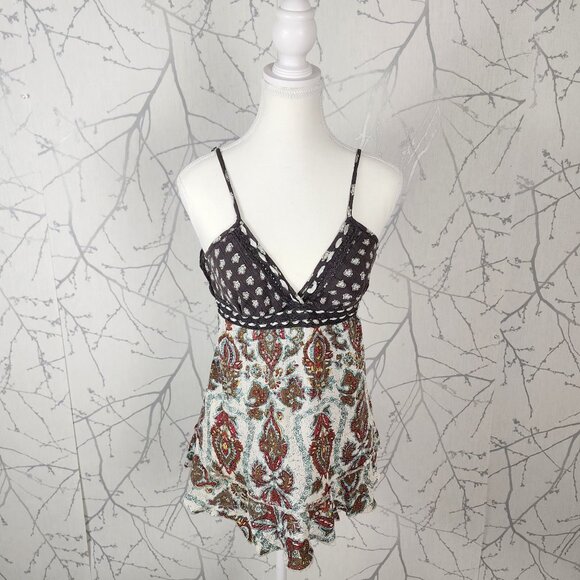 Billabong Artsy Paisley Print Strappy Babydoll Y2K Tank - Picture 1 of 5
